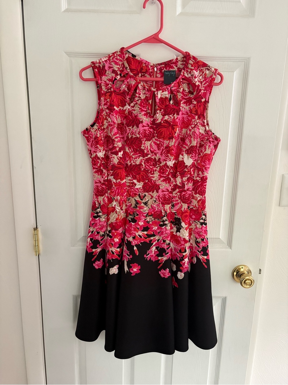 Gabby Skye Pink Floral Sleeveless Fit-and-Flare Midi Dress
